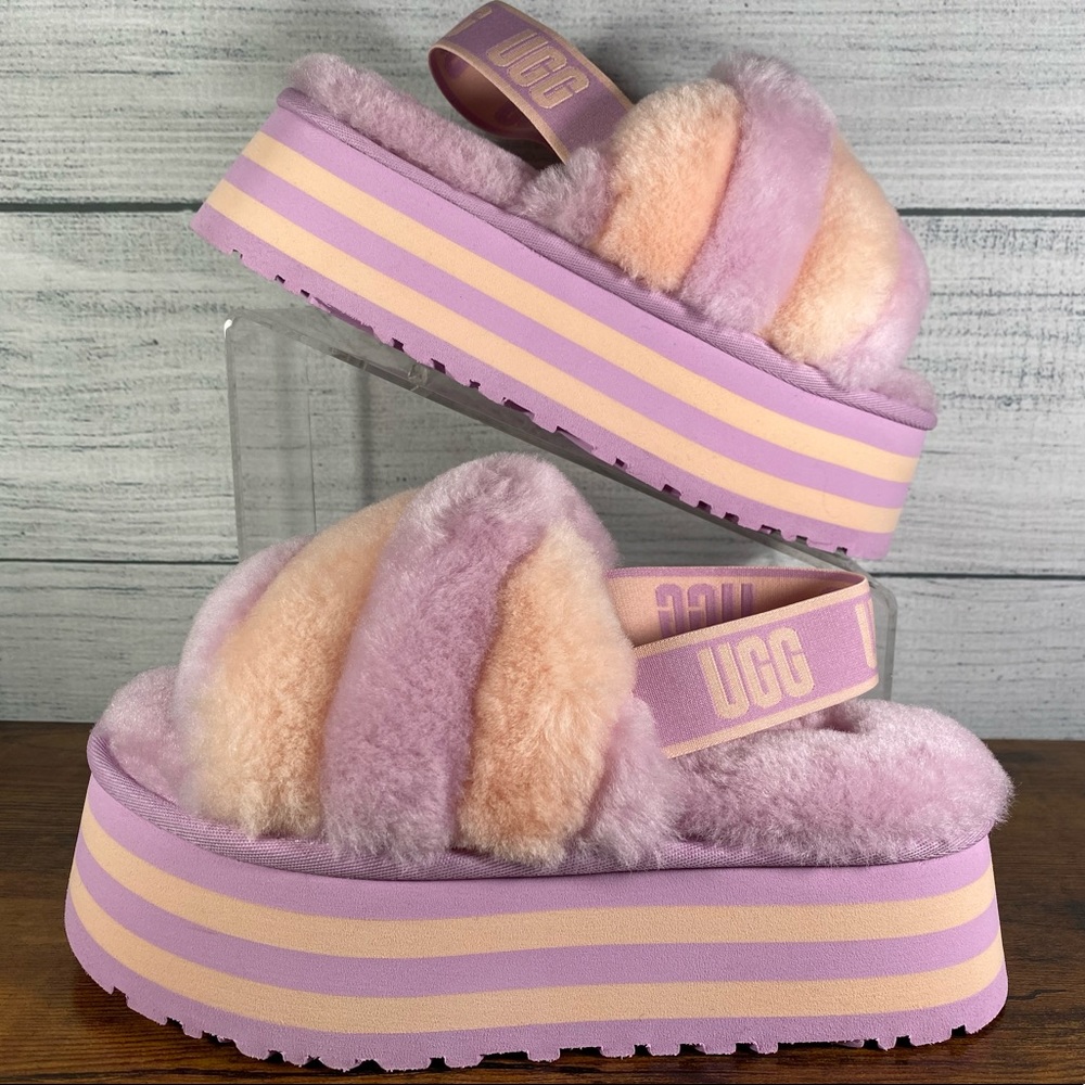 UGG Women's Disco Stripe Slippers Platform Slide Sandals